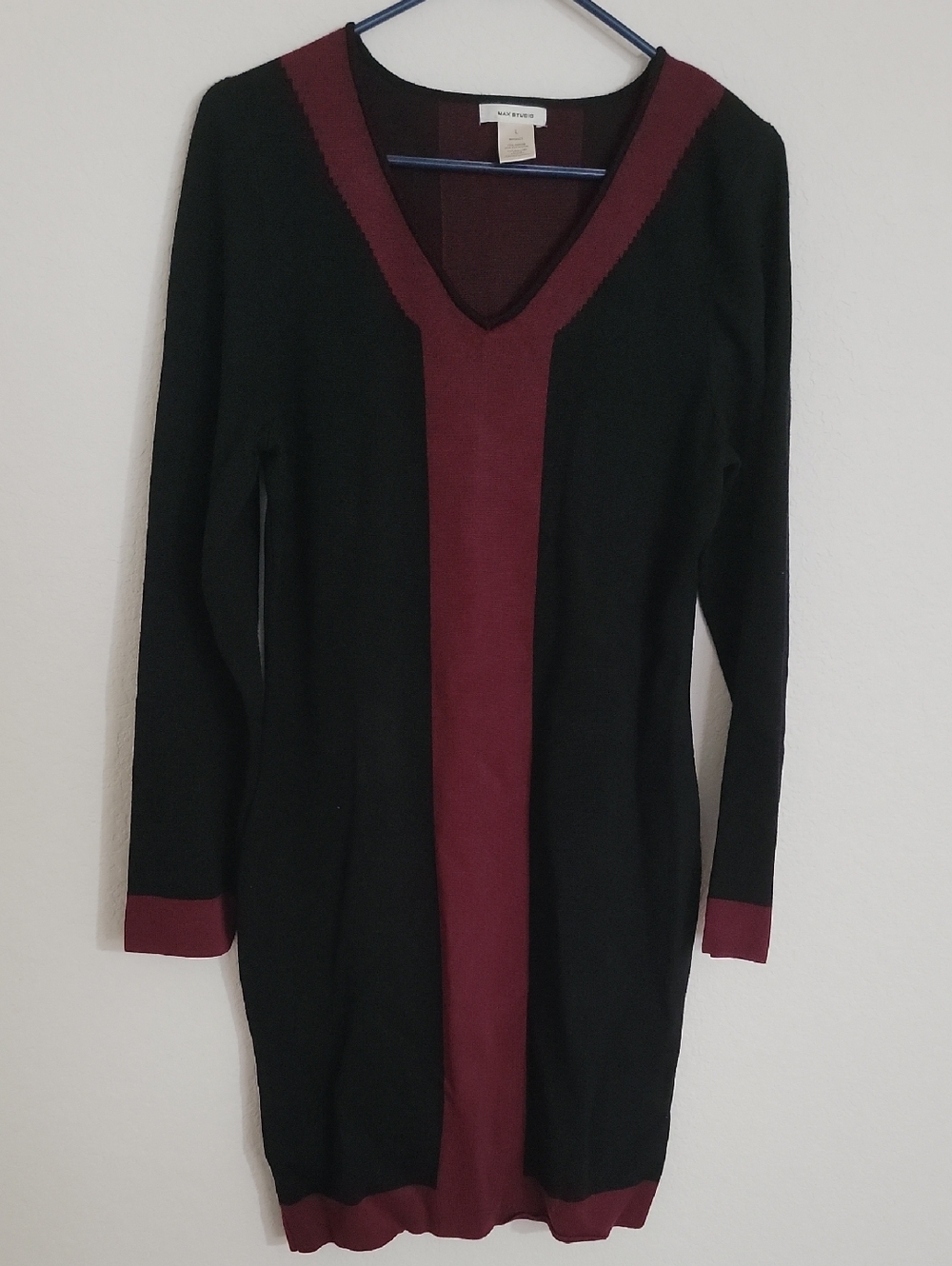 Max Studio Burgundy and Black Sweater Dress with